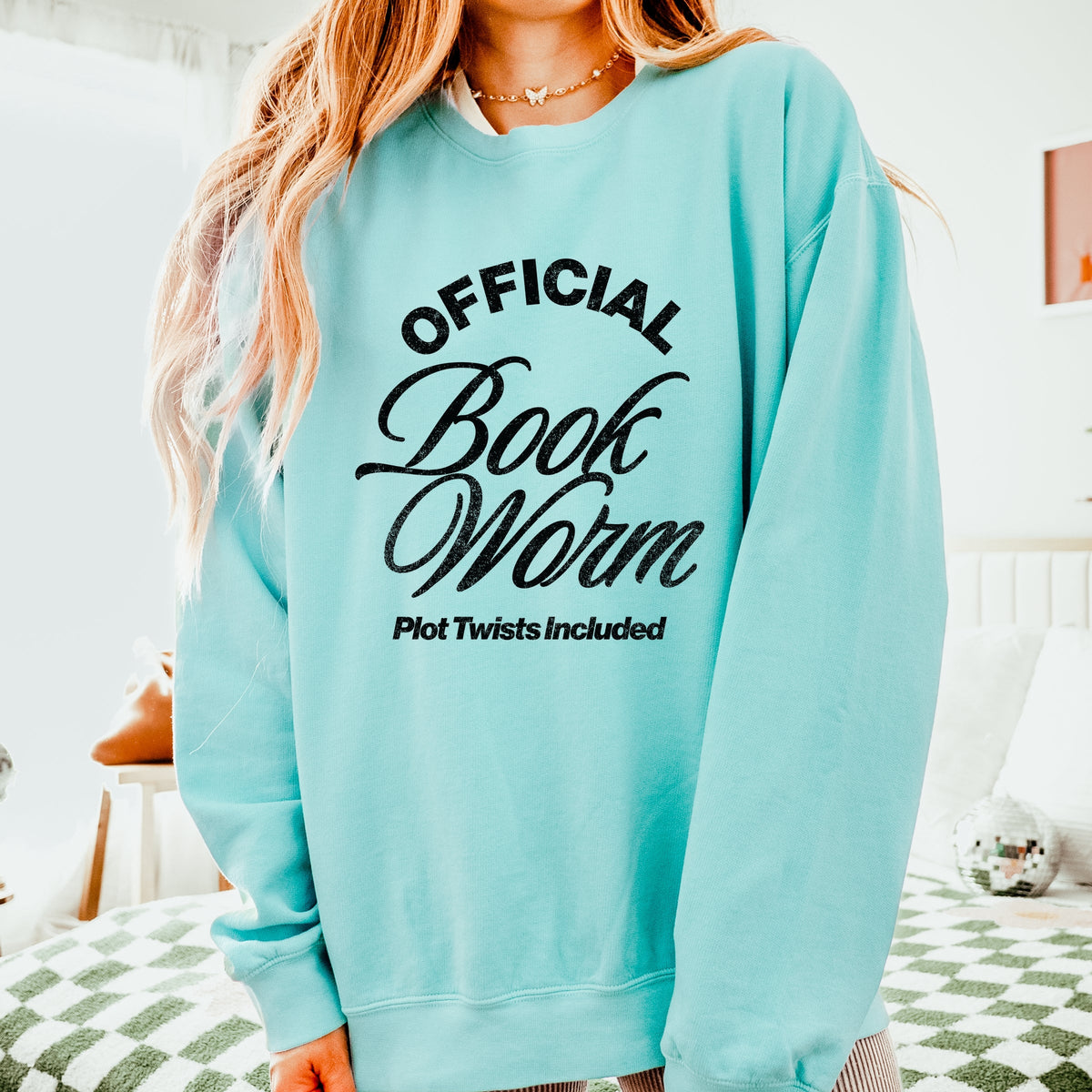 Official Book Worm Plot Twists Included - Women's Lightweight Garment Dyed Sweatshirt