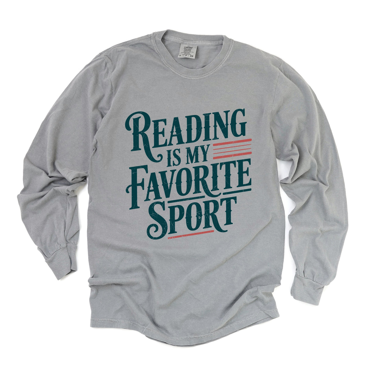 Reading Is My Favorite Sport Stripes - Women's Garment Dyed Long Sleeve Graphic T-Shirt
