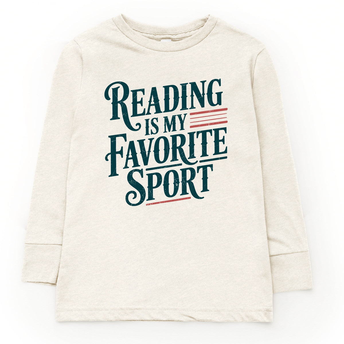 Reading Is My Favorite Sport Stripes - Youth Long Sleeve Graphic T-Shirt