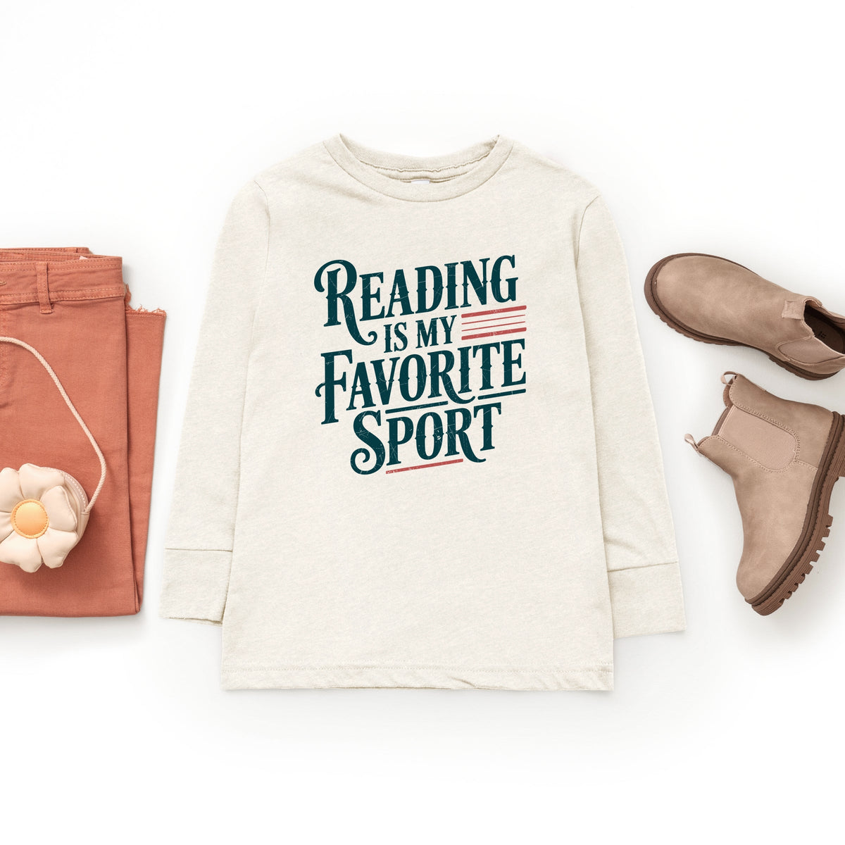 Reading Is My Favorite Sport Stripes - Youth Long Sleeve Graphic T-Shirt