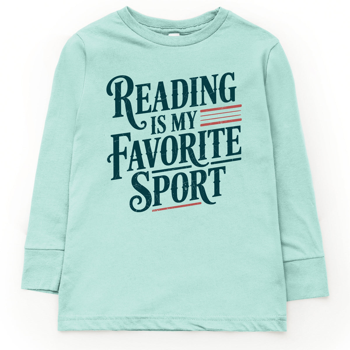 Reading Is My Favorite Sport Stripes - Youth Long Sleeve Graphic T-Shirt