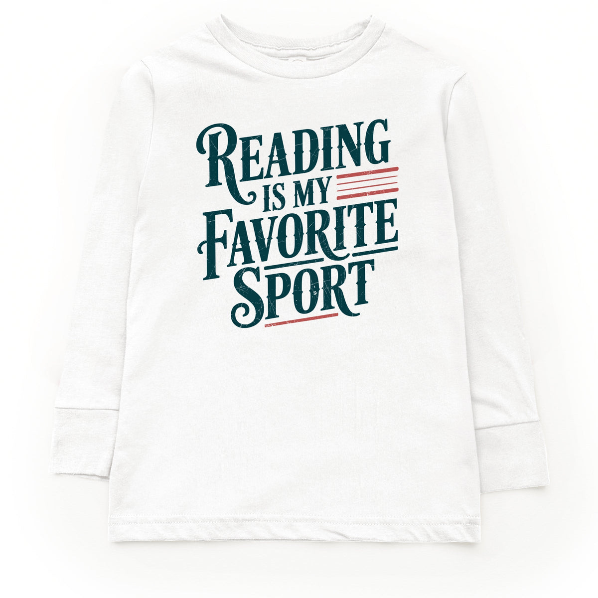 Reading Is My Favorite Sport Stripes - Youth Long Sleeve Graphic T-Shirt