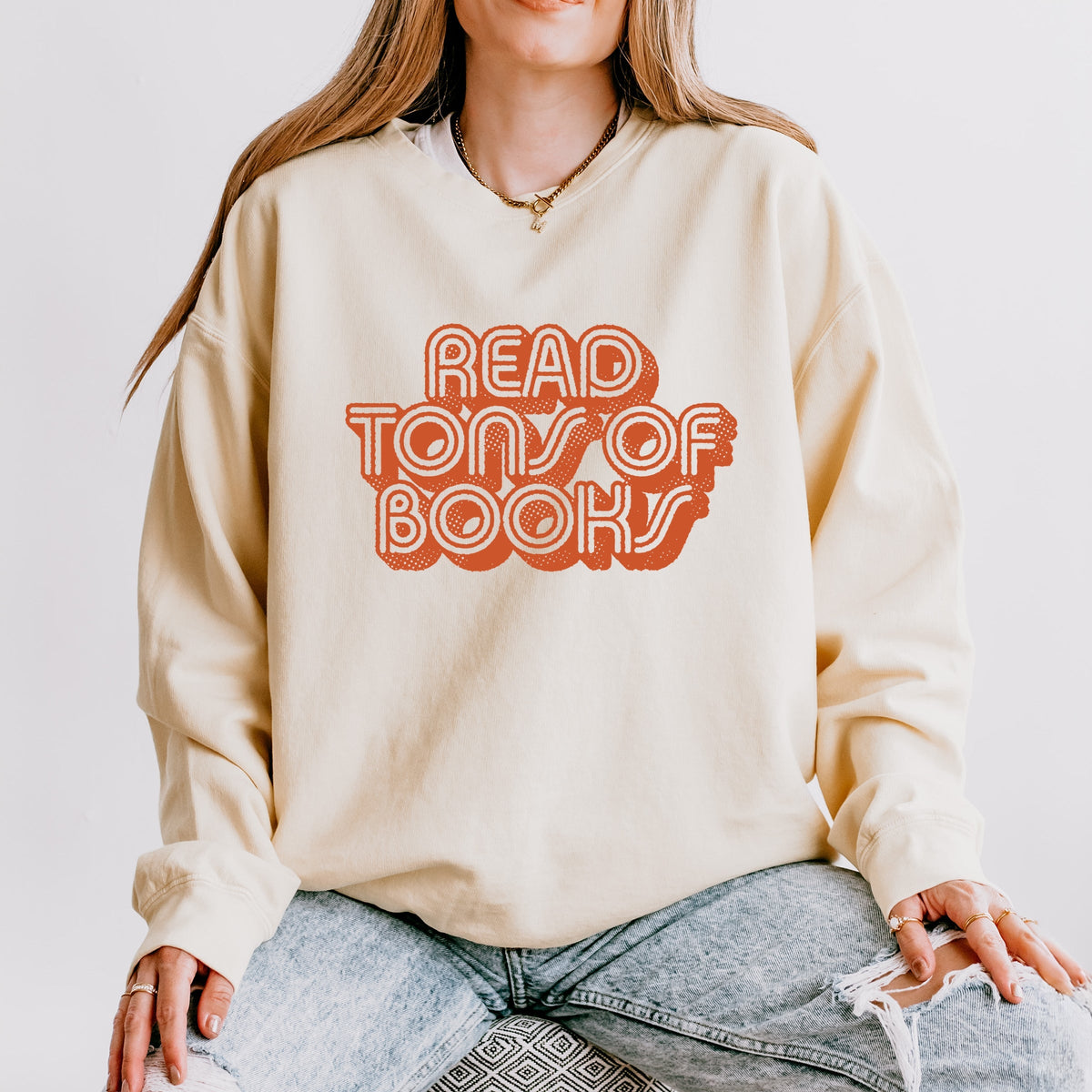 Read Tons Of Books - Women's Lightweight Garment Dyed Sweatshirt
