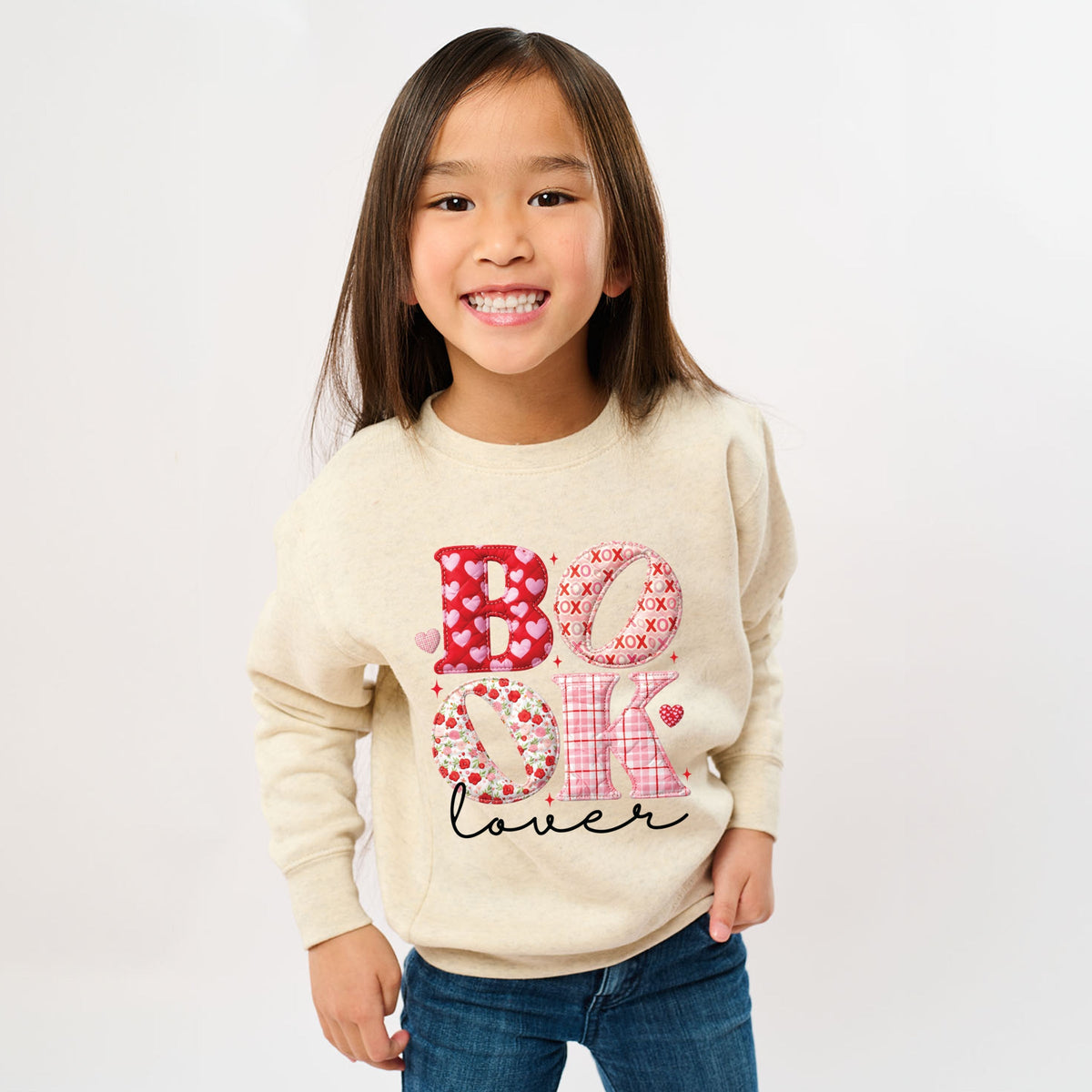 Book Lover Patchwork Print - Youth Graphic Sweatshirt