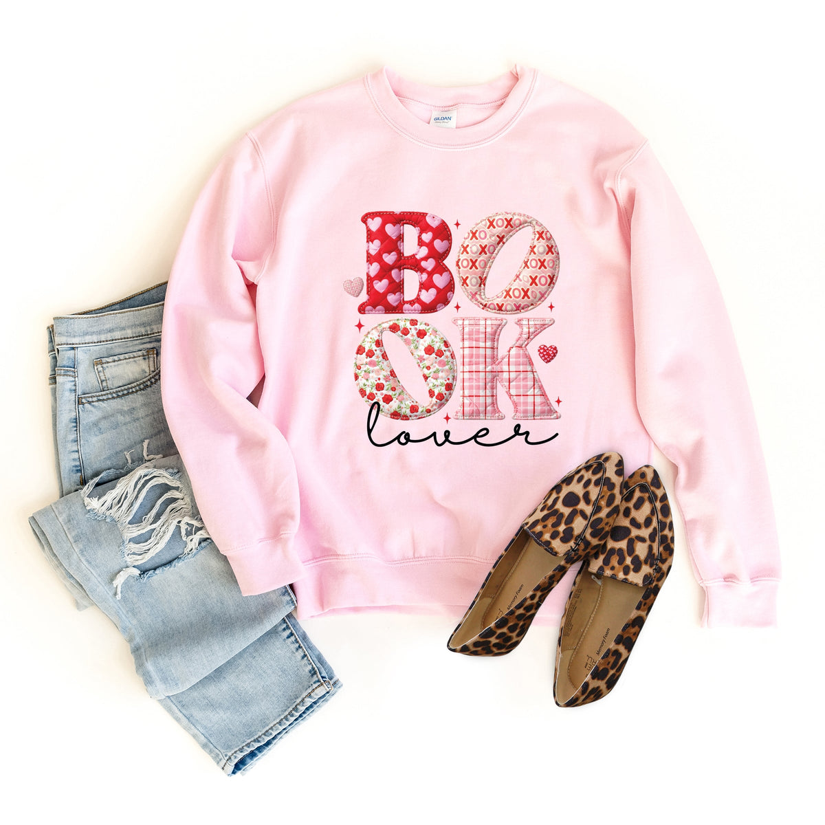 Book Lover Patchwork Print - Women's Graphic Sweatshirt