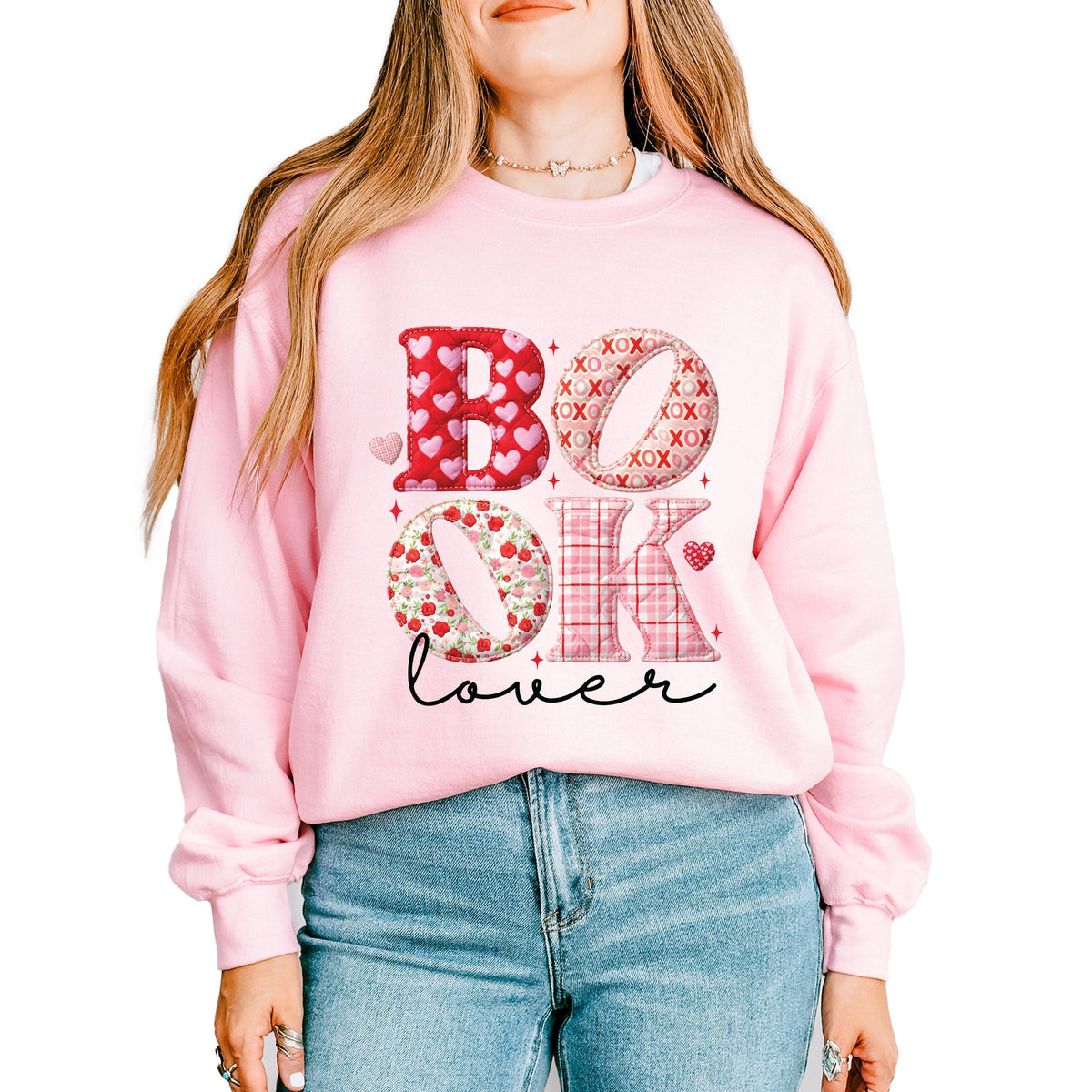 Book Lover Patchwork Print - Women's Graphic Sweatshirt