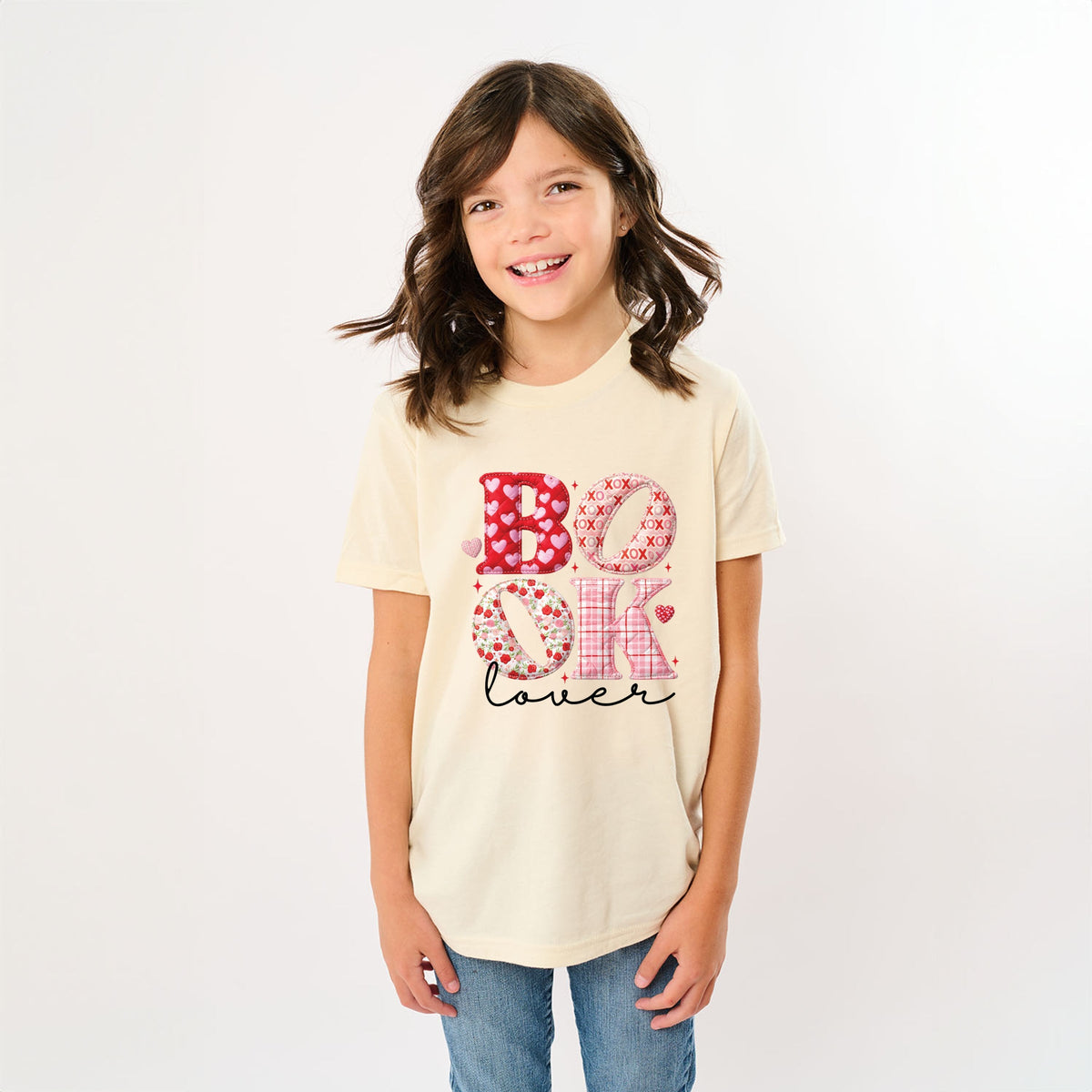 Book Lover Patchwork Print - Youth Short Sleeve Graphic T-Shirt