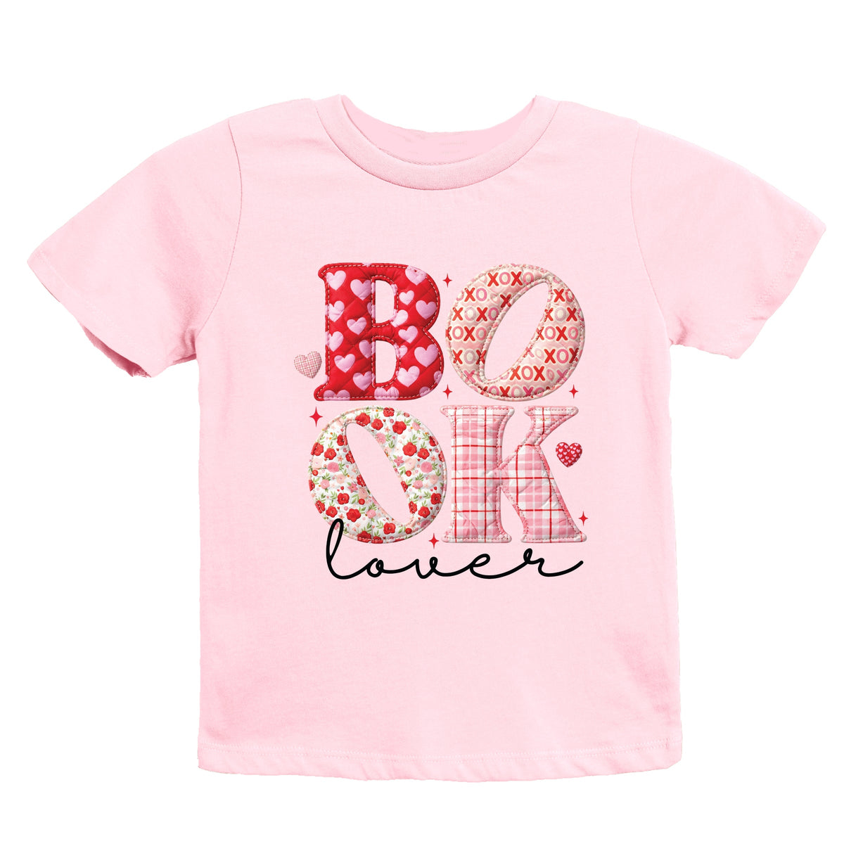 Book Lover Patchwork Print - Youth Short Sleeve Graphic T-Shirt