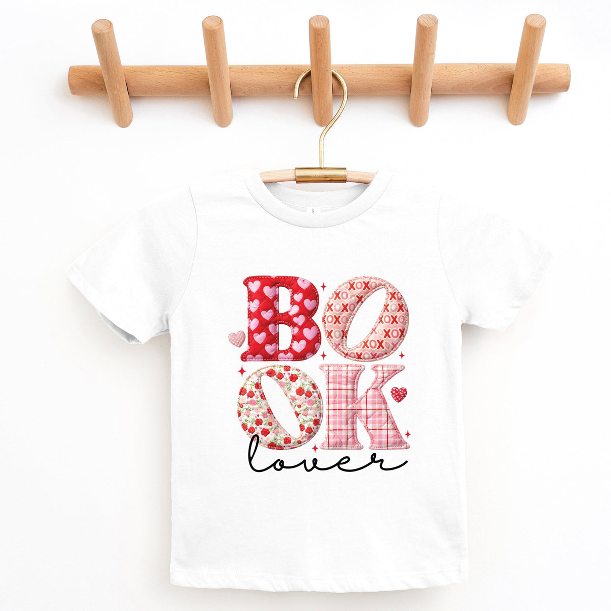 Book Lover Patchwork Print - Youth Short Sleeve Graphic T-Shirt