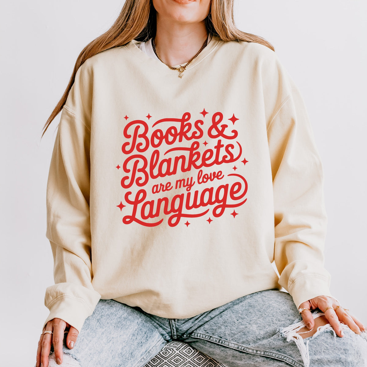 Books & Blankets Are My Love Language - Women's Lightweight Garment Dyed Sweatshirt
