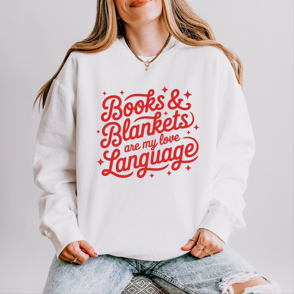 Books & Blankets Are My Love Language - Women's Lightweight Garment Dyed Sweatshirt