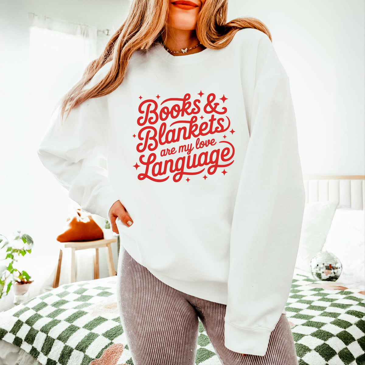 Books & Blankets Are My Love Language - Women's Lightweight Garment Dyed Sweatshirt