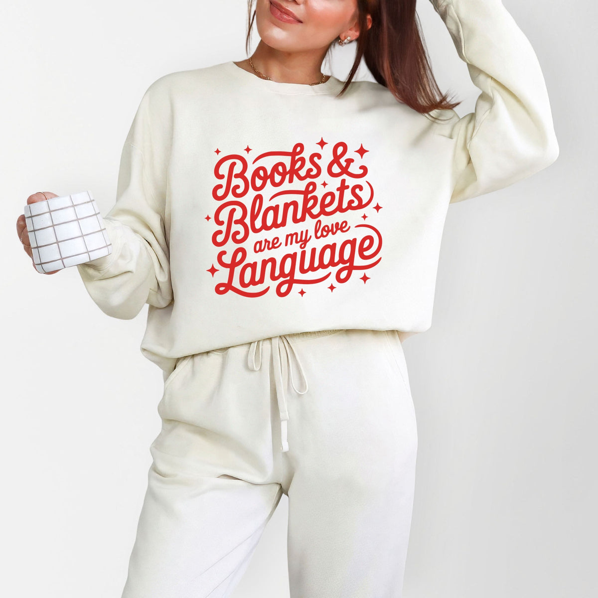 Books & Blankets Are My Love Language - Women's Lightweight Garment Dyed Sweatshirt