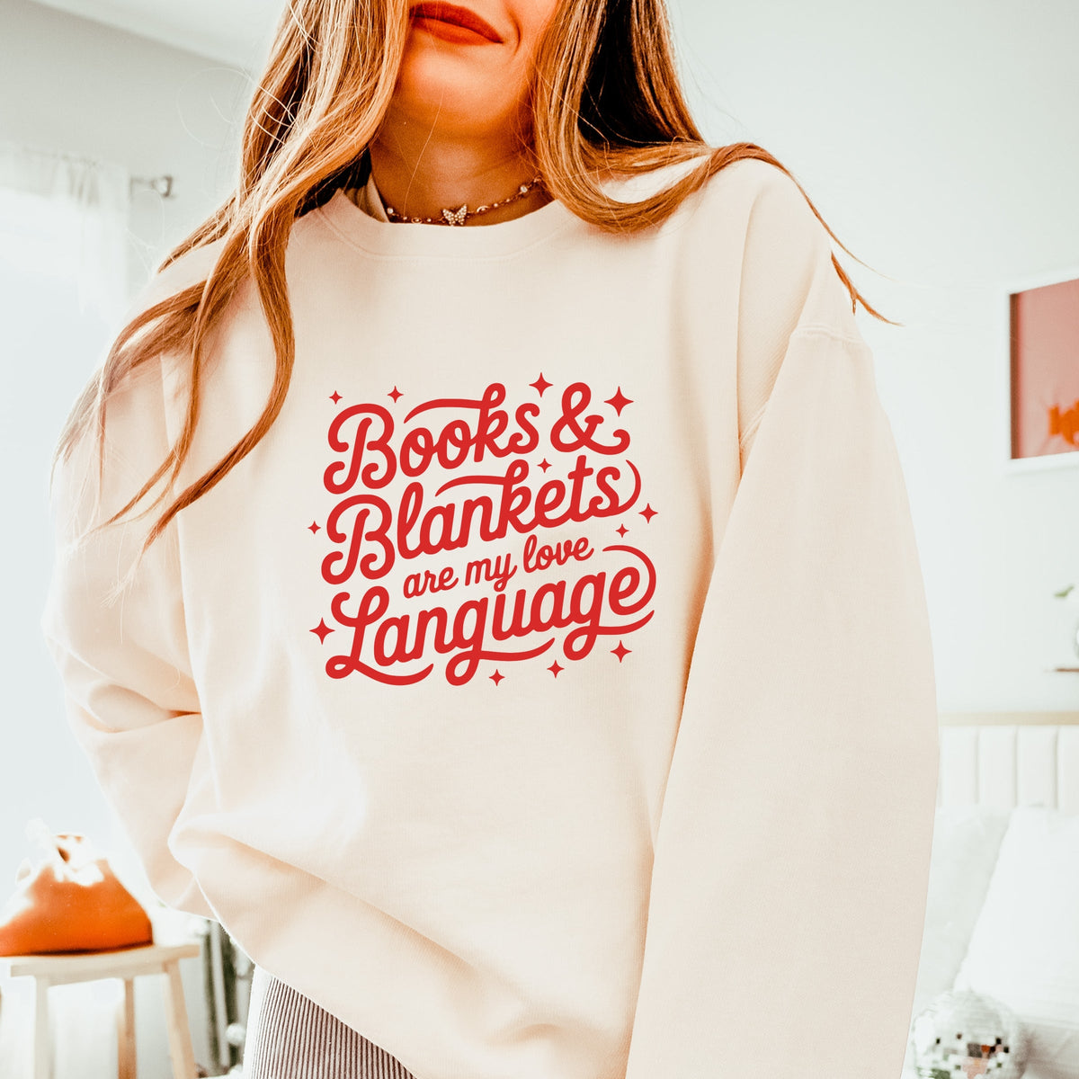 Books & Blankets Are My Love Language - Women's Lightweight Garment Dyed Sweatshirt