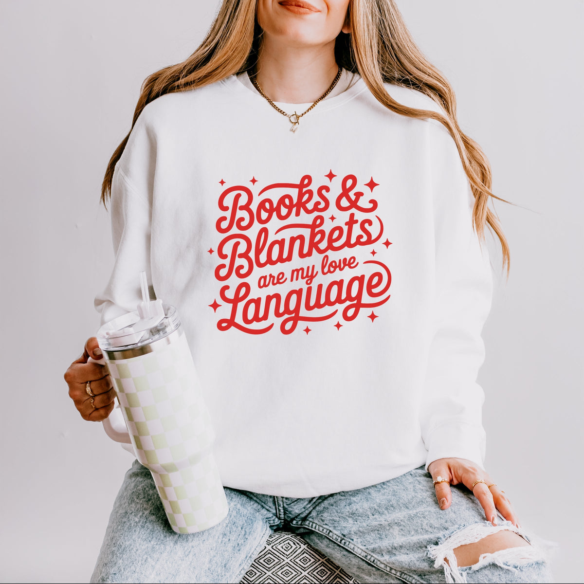 Books & Blankets Are My Love Language - Women's Lightweight Garment Dyed Sweatshirt