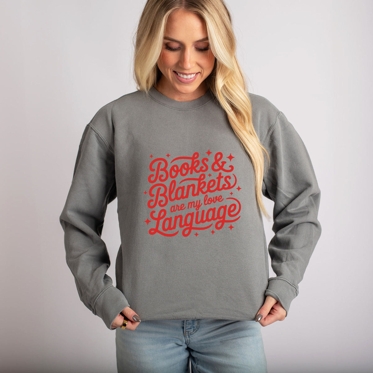Books & Blankets Are My Love Language - Women's Lightweight Garment Dyed Sweatshirt