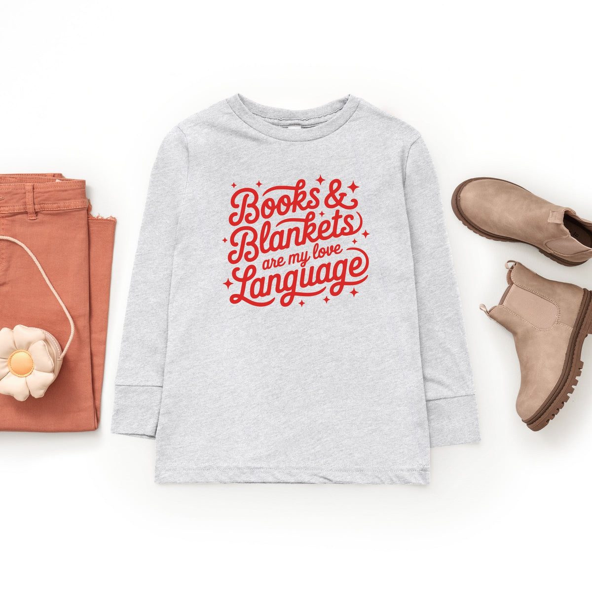 Books & Blankets Are My Love Language - Youth Long Sleeve Graphic T-Shirt