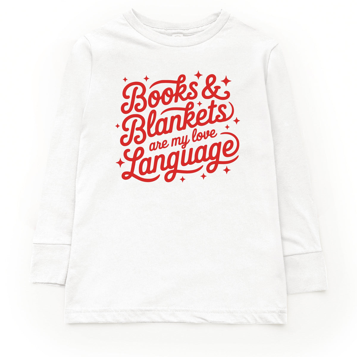 Books & Blankets Are My Love Language - Youth Long Sleeve Graphic T-Shirt