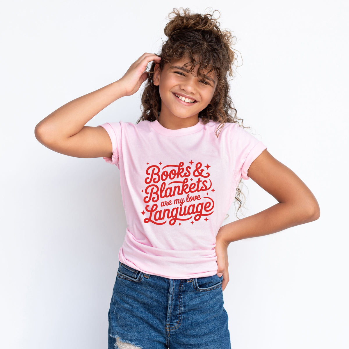 Books & Blankets Are My Love Language - Youth Short Sleeve Graphic T-Shirt