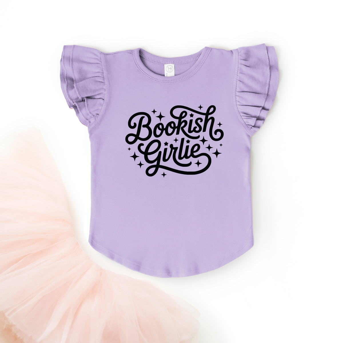 Bookish Girlie Cursive Stars - Flutter Sleeve Graphic T-Shirt