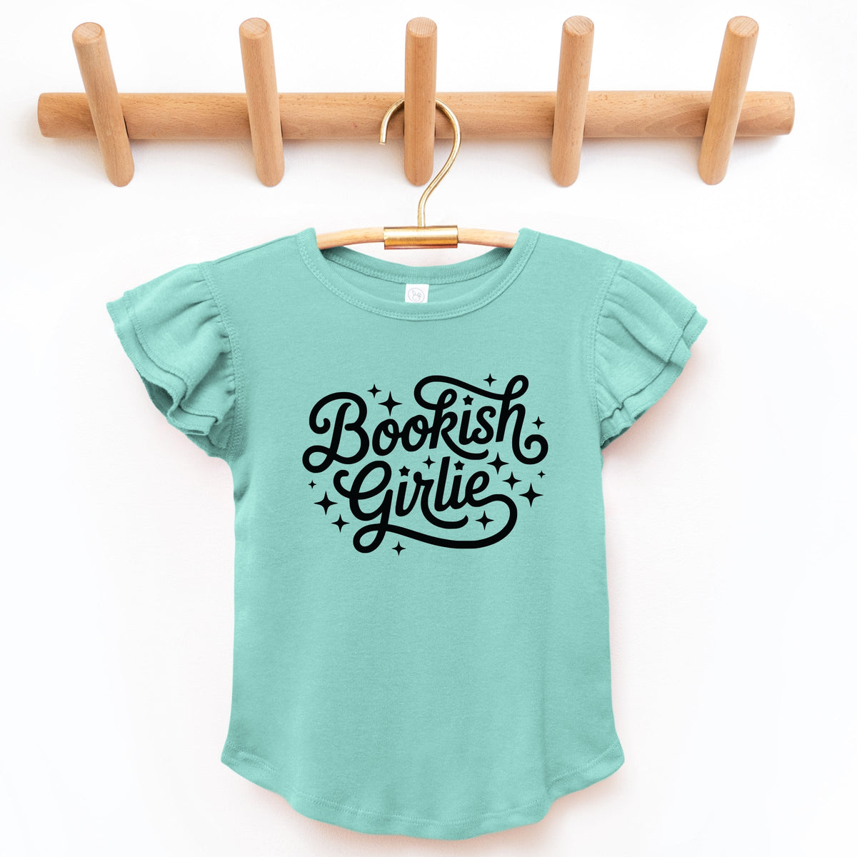 Bookish Girlie Cursive Stars - Flutter Sleeve Graphic T-Shirt