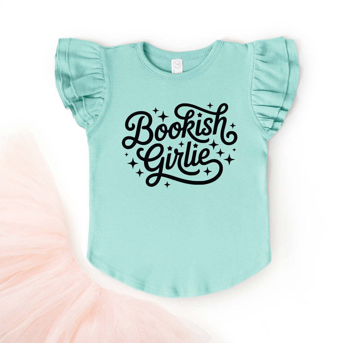 Bookish Girlie Cursive Stars - Flutter Sleeve Graphic T-Shirt