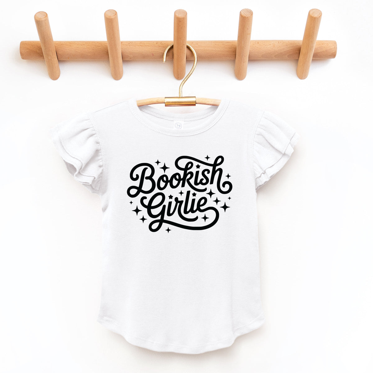 Bookish Girlie Cursive Stars - Flutter Sleeve Graphic T-Shirt