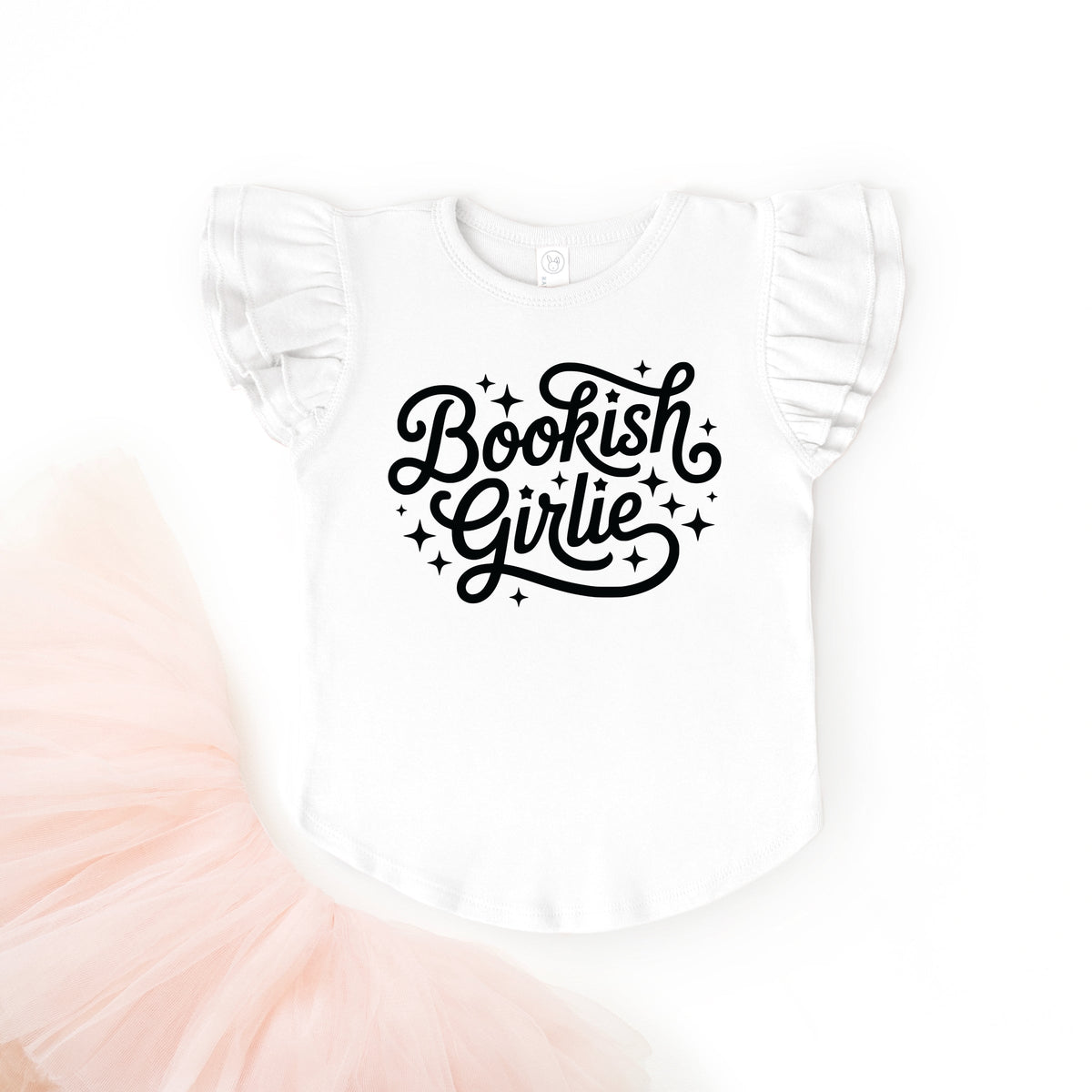Bookish Girlie Cursive Stars - Flutter Sleeve Graphic T-Shirt
