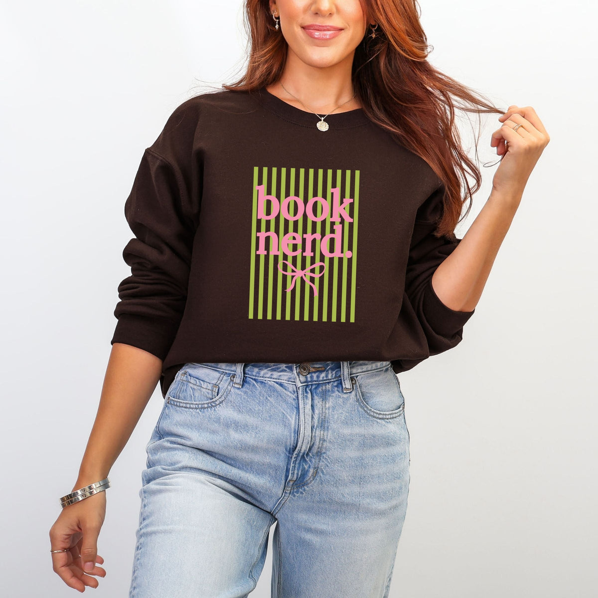 Green Book Nerd Stripes - Women's Graphic Sweatshirt