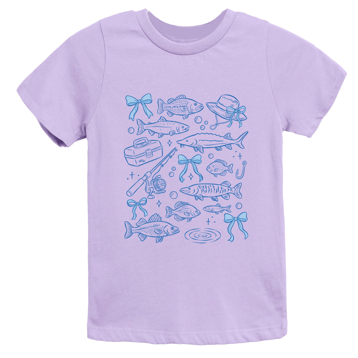 Fishing Sketched Collage - Youth Short Sleeve Graphic T-Shirt