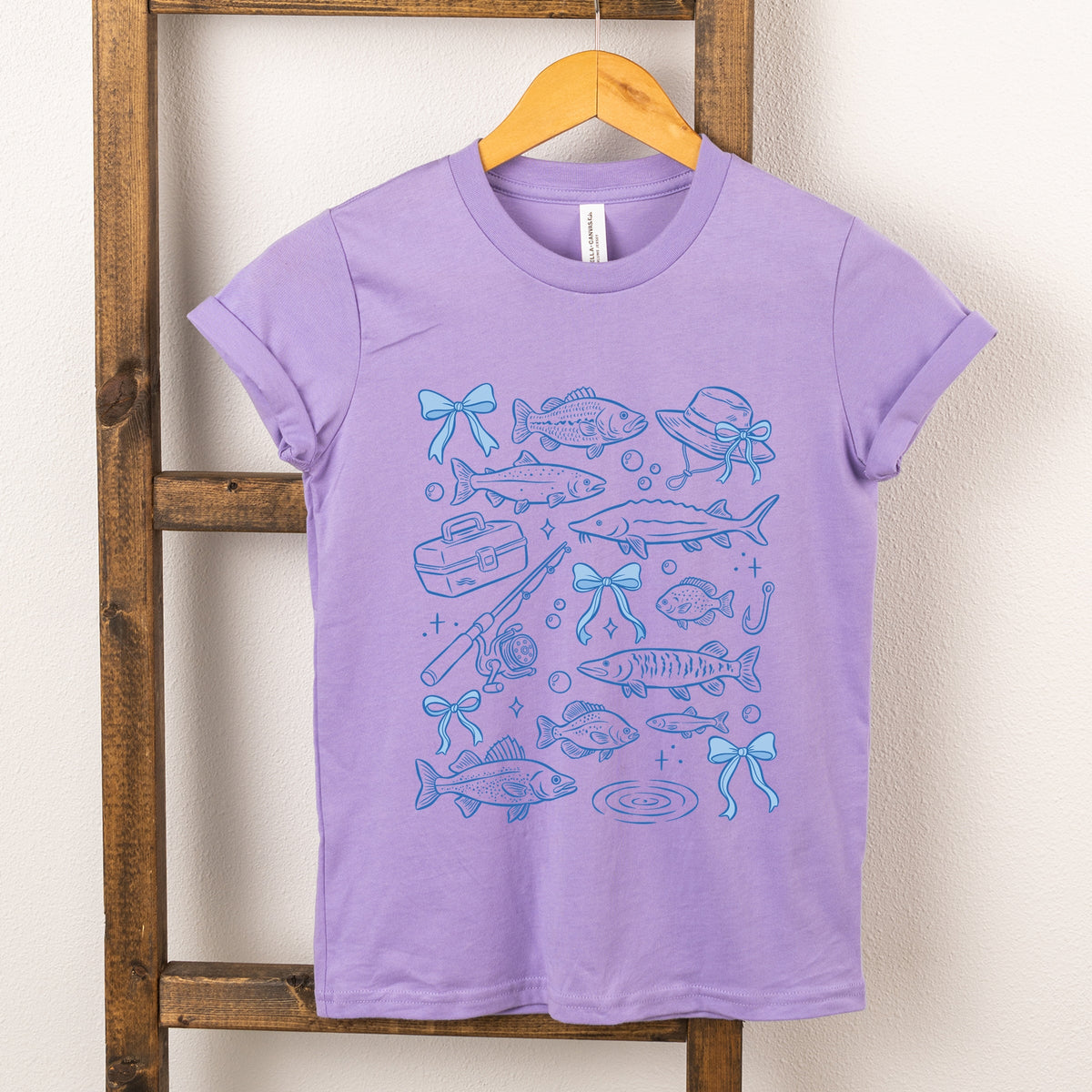 Fishing Sketched Collage - Youth Short Sleeve Graphic T-Shirt