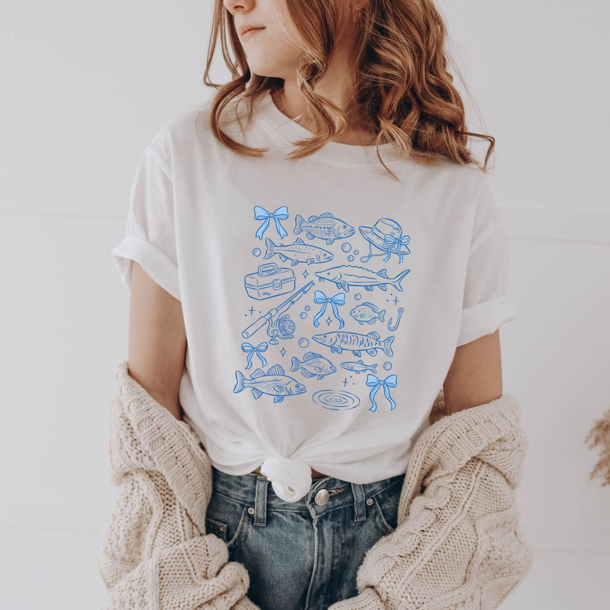 Fishing Sketched Collage - Youth Short Sleeve Graphic T-Shirt
