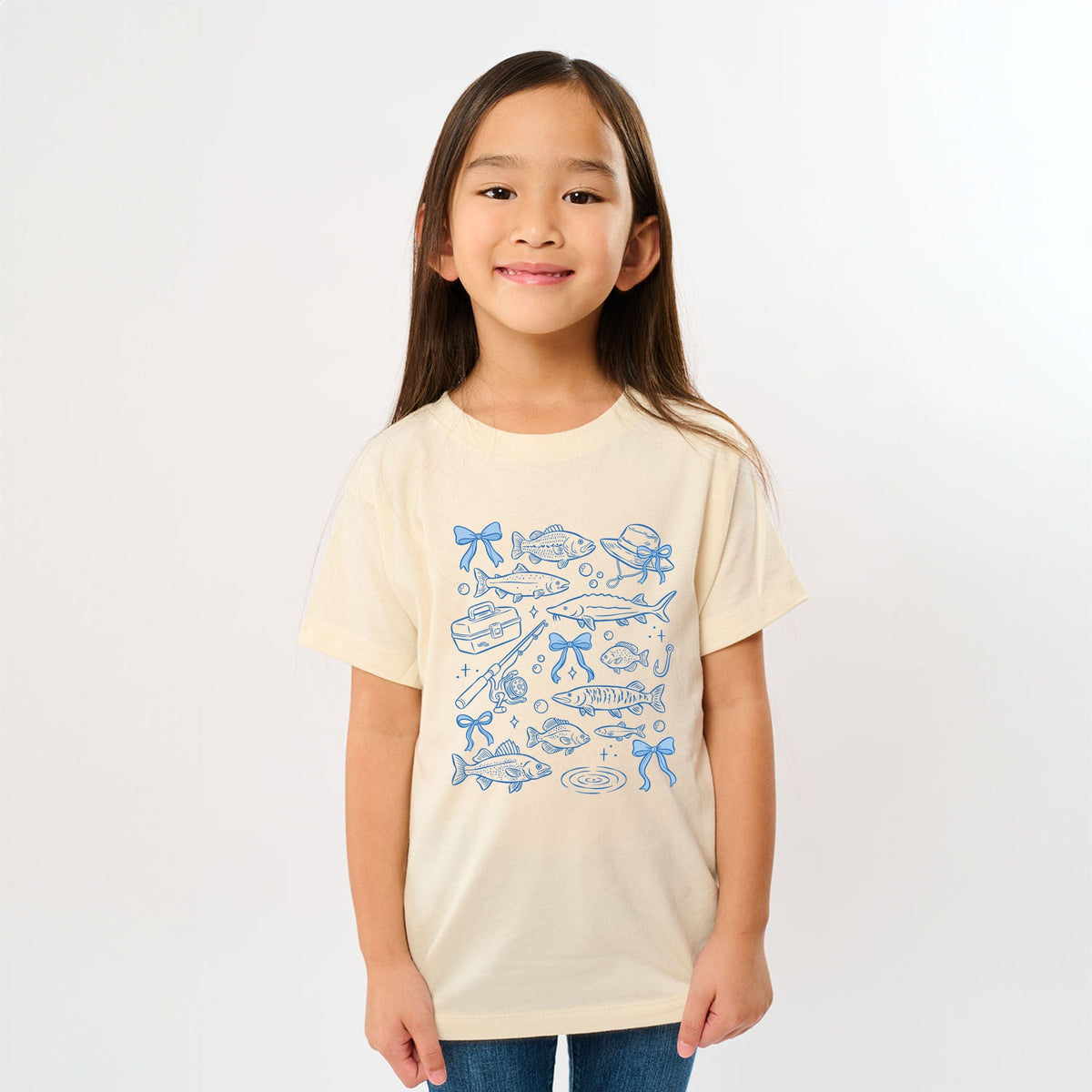 Fishing Sketched Collage - Youth Short Sleeve Graphic T-Shirt