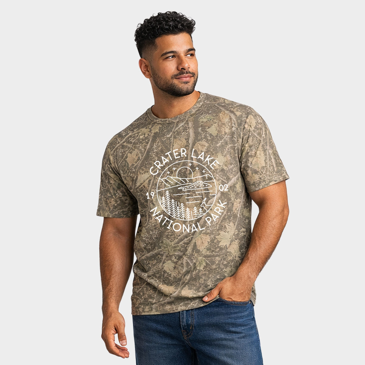 Crater Lake National Park - Men's Heavyweight Camo Tee