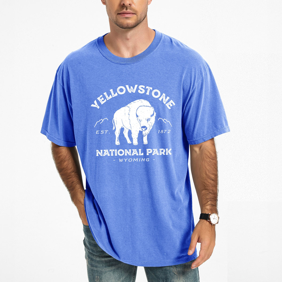 Vintage Yellowstone National Park - Men's Garment Dyed Graphic T-Shirt