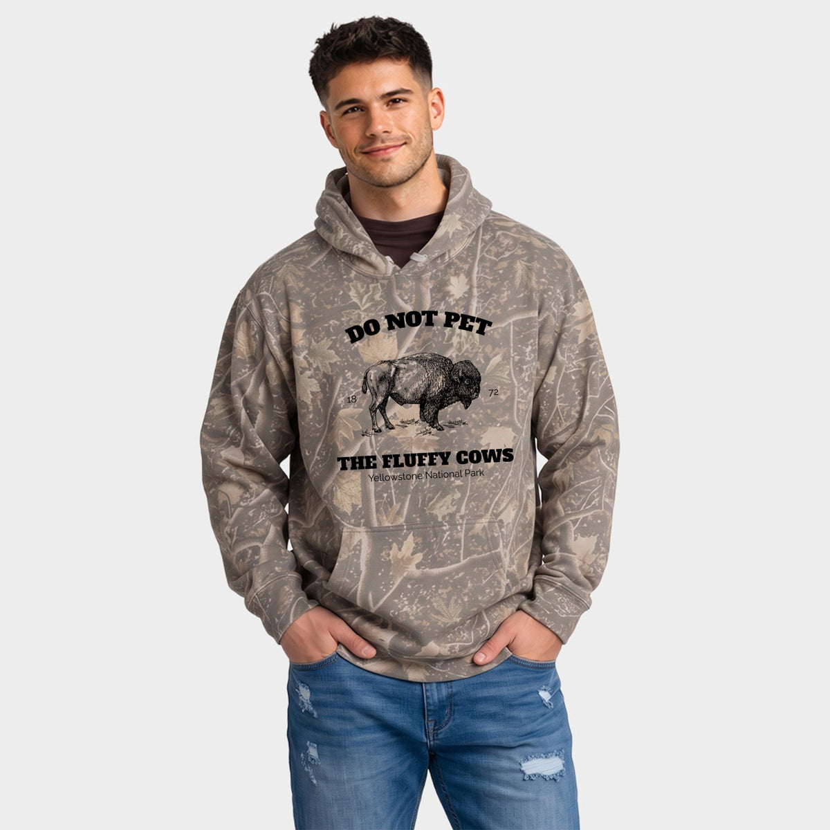 Yellowstone Fluffy Cows - Men's Camo Hoodie