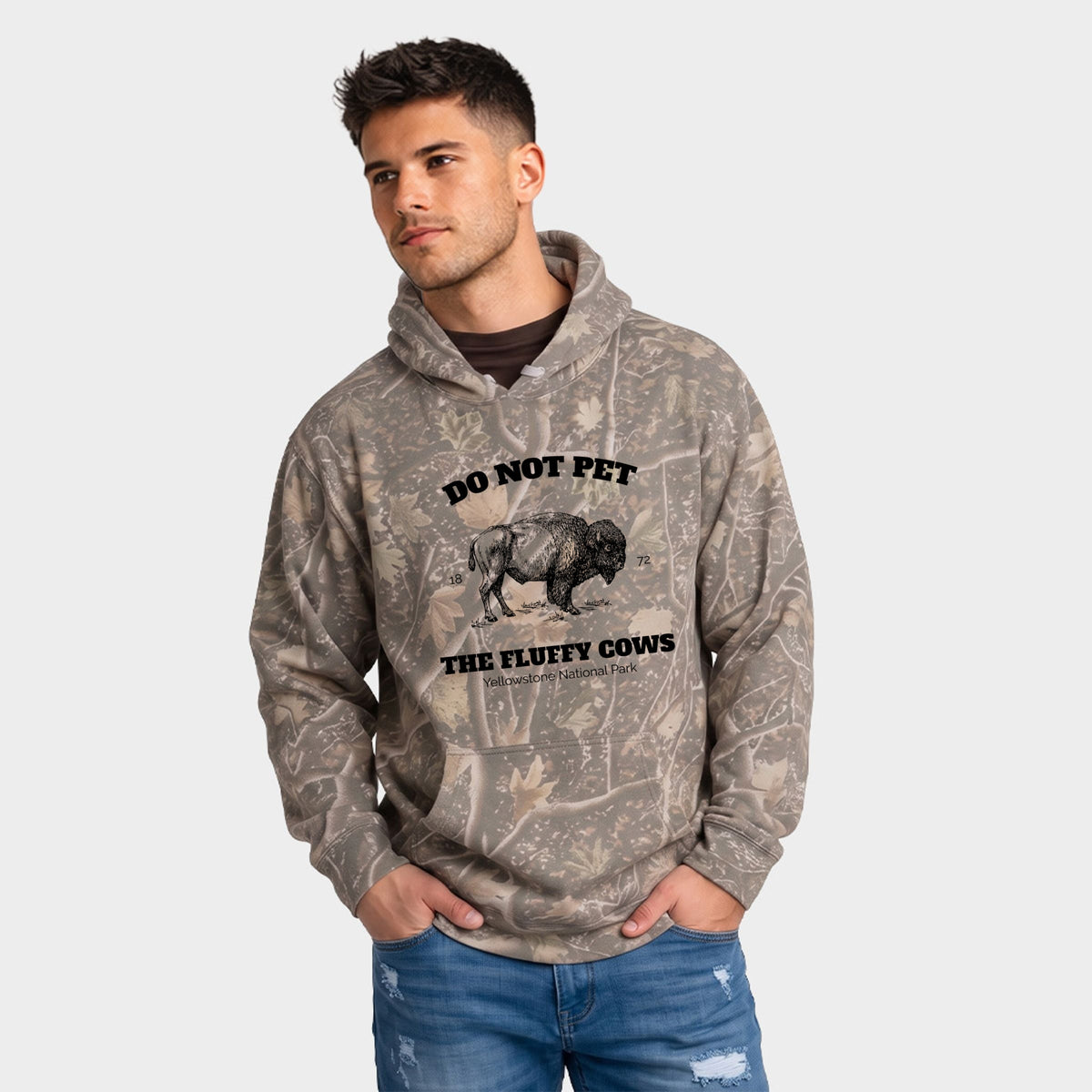 Yellowstone Fluffy Cows - Men's Camo Hoodie