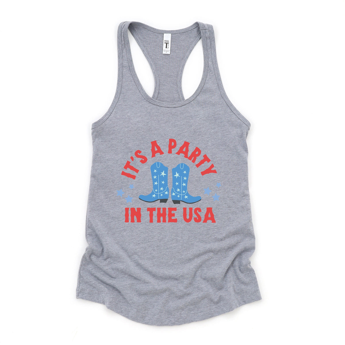 It's A Party Boots - Women's Graphic Racerback Tank Top