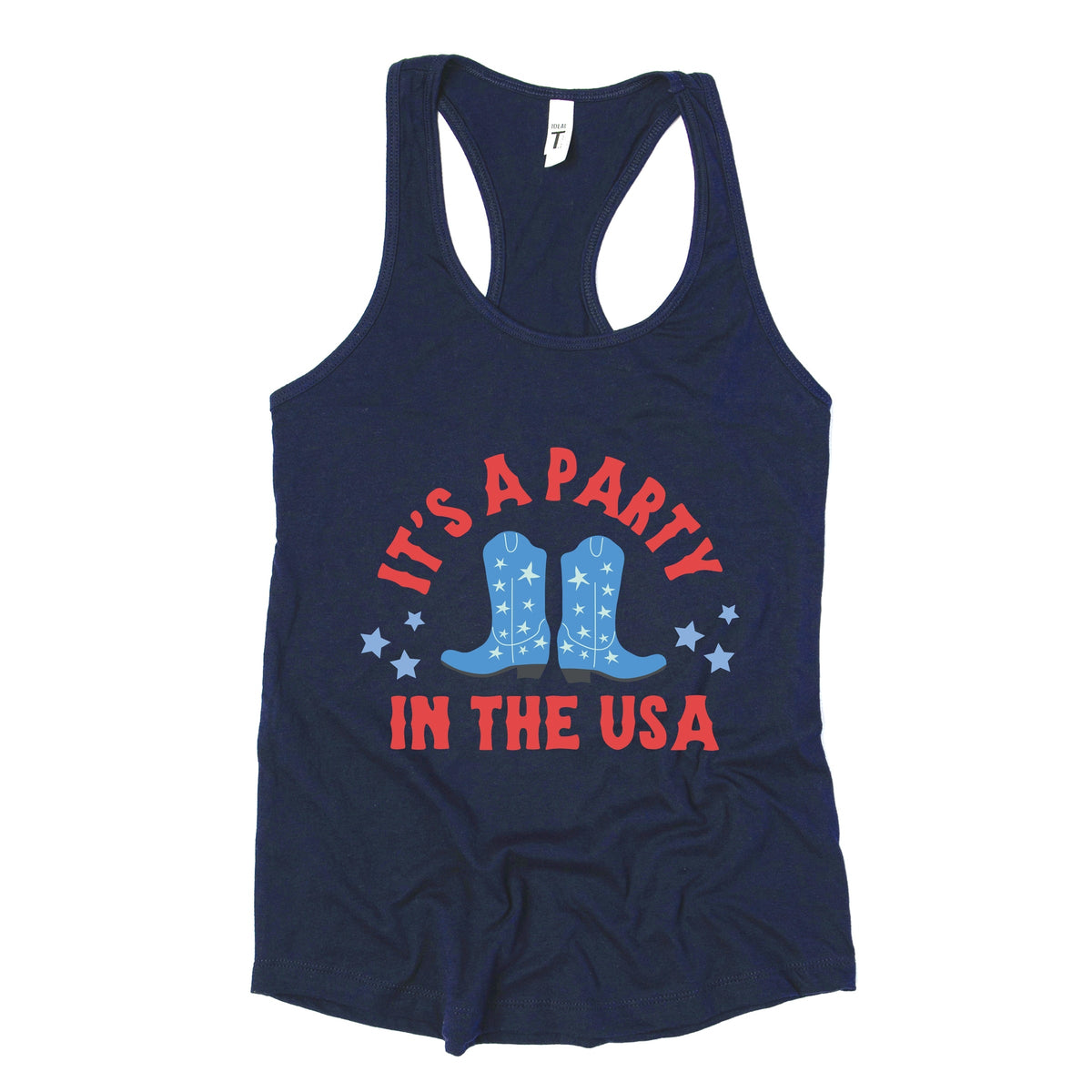 It's A Party Boots - Women's Graphic Racerback Tank Top