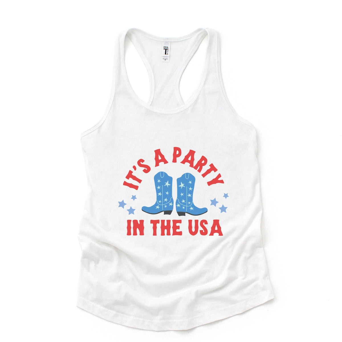 It's A Party Boots - Women's Graphic Racerback Tank Top