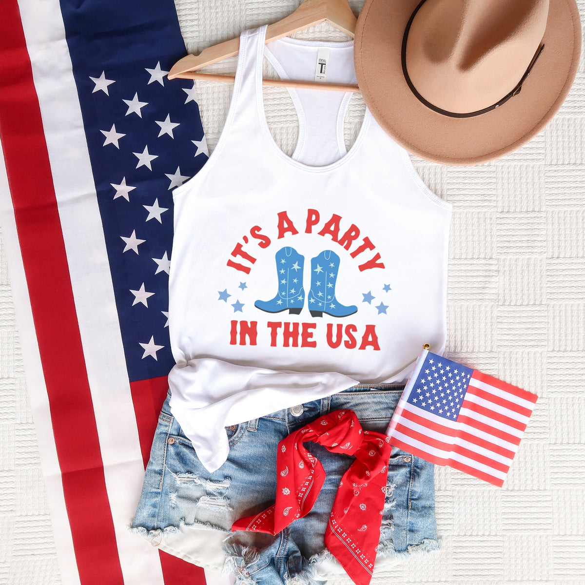 It's A Party Boots - Women's Graphic Racerback Tank Top