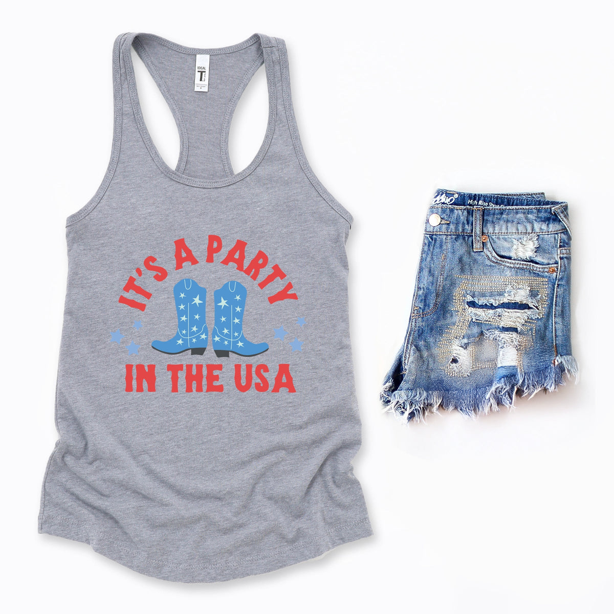 It's A Party Boots - Women's Graphic Racerback Tank Top
