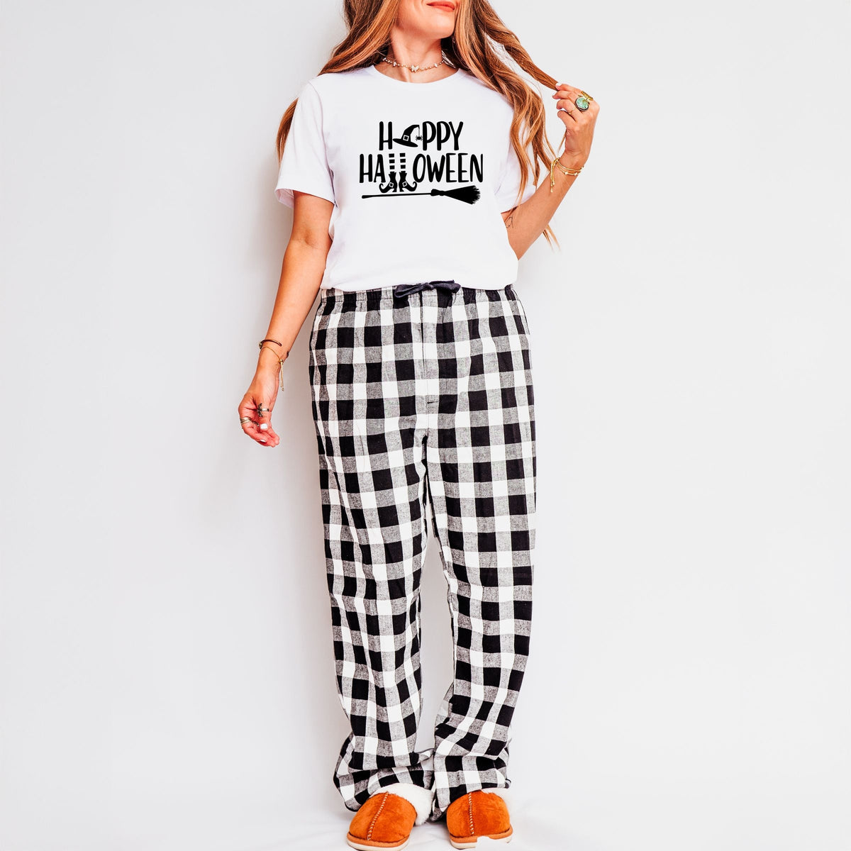 Happy Halloween Witch - Women's Plaid Pants and Tee