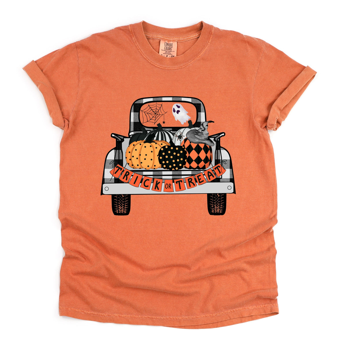 Trick Or Treat Truck - Women's Garment Dyed Graphic T-Shirt