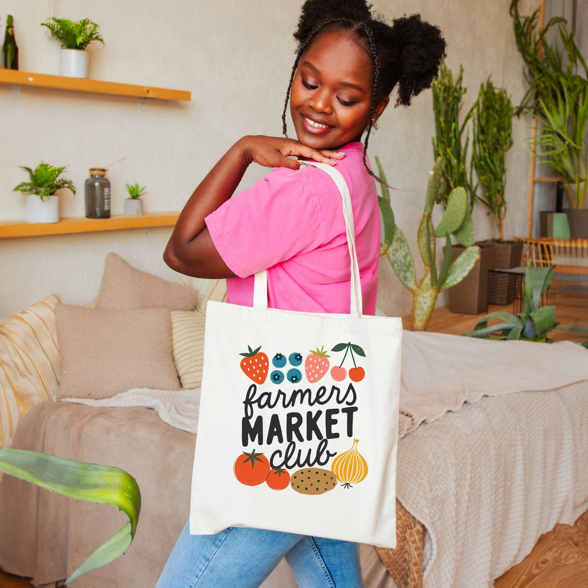 Farmers Market Club Fruit - Canvas Tote