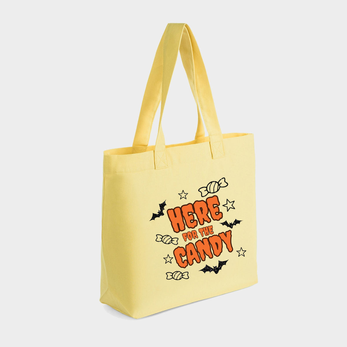 Here For The Candy Black Glitter  - Zippered Canvas Tote