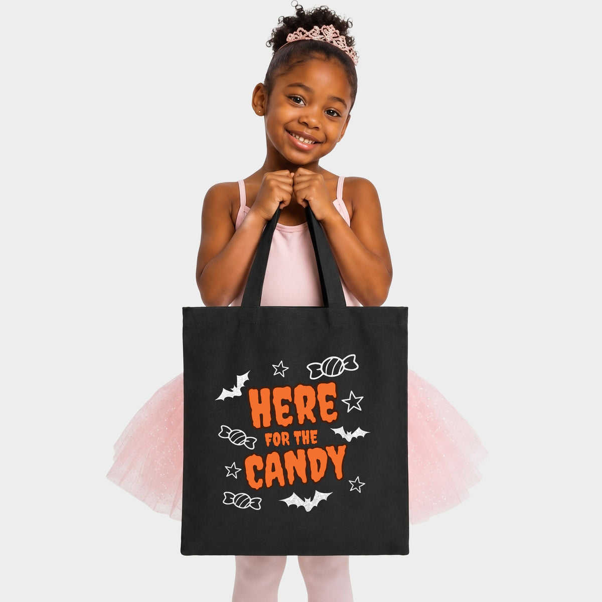 Here For The Candy White Glitter - Canvas Tote