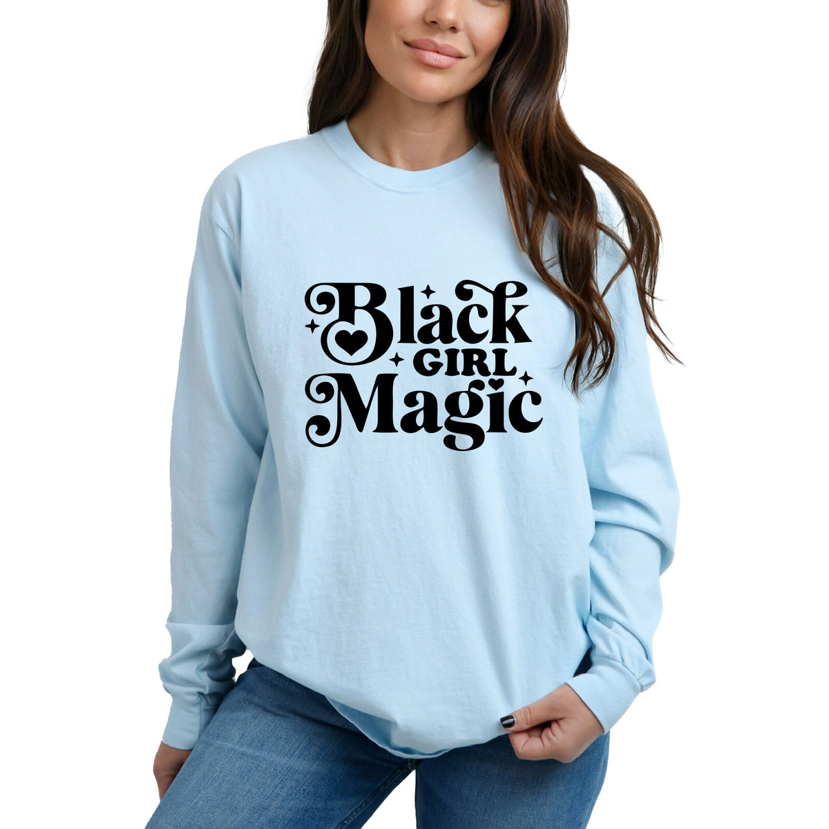 Black Girl Magic - Women's Garment Dyed Long Sleeve Graphic T-Shirt
