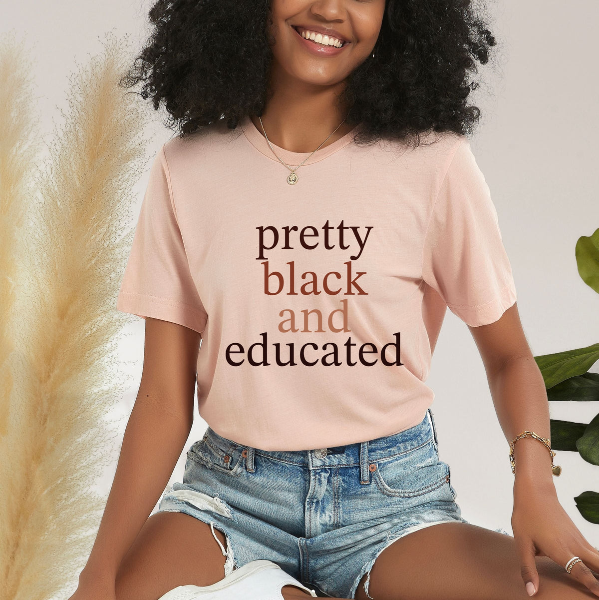 Pretty Black and Educated - Women's Short Sleeve Graphic T-Shirt