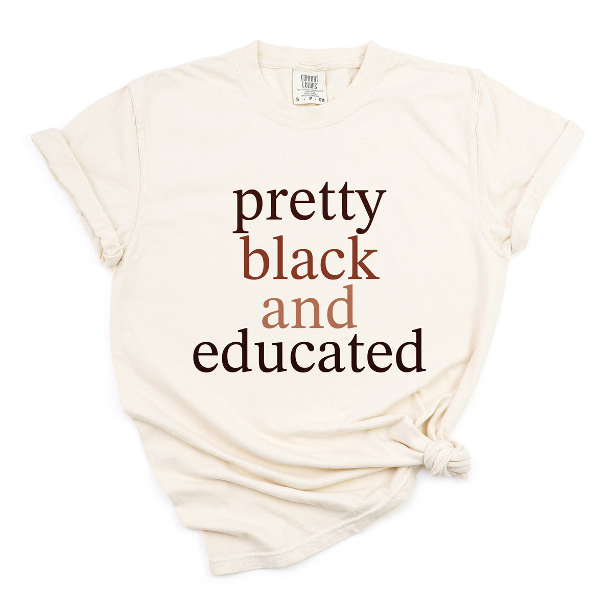 Pretty Black and Educated - Women's Garment Dyed Graphic T-Shirt